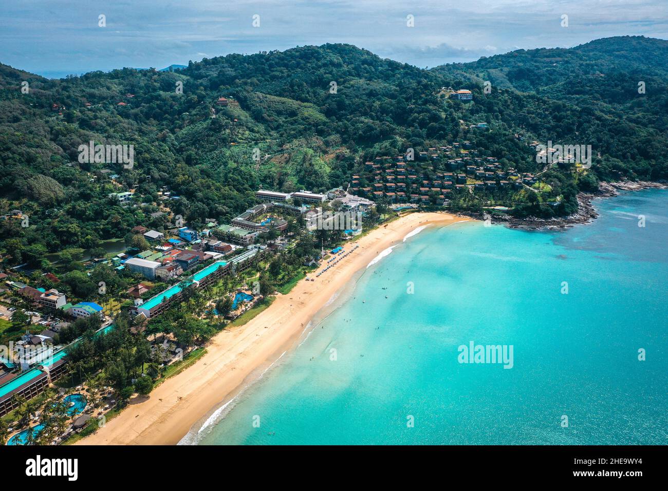 Aerial view of Kata and Kata Noi beach in Phuket province, in Thailand