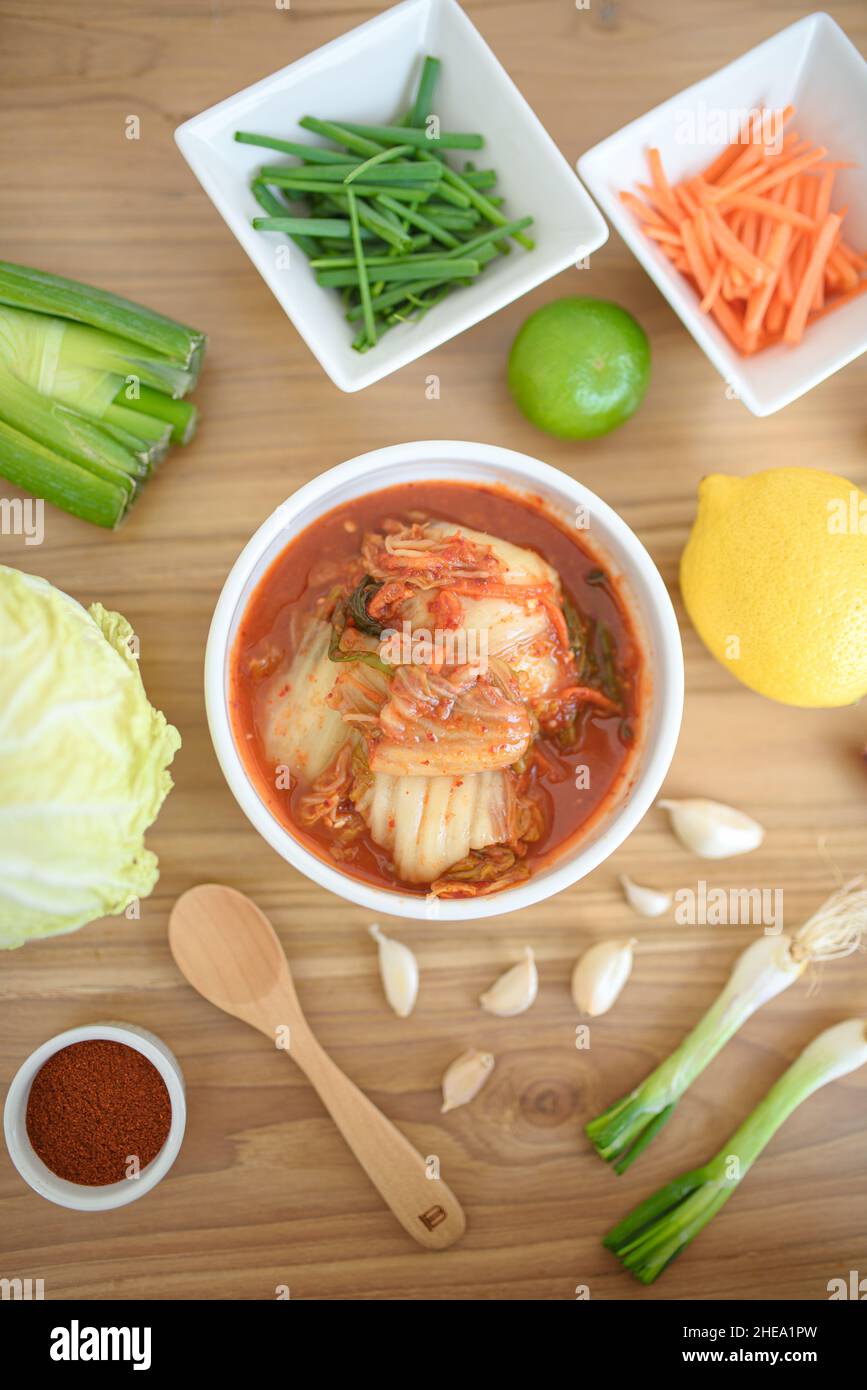 Homemade kimchi and vegetable ingredients Stock Photo Alamy