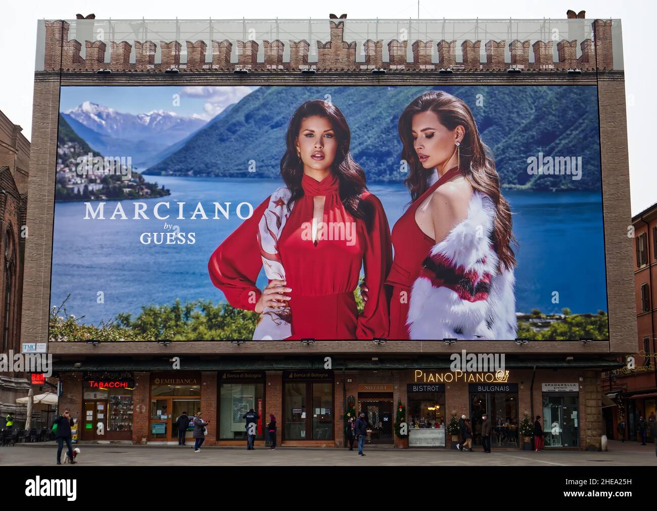 Bologna - Italy - December 30, 2021: Bilboard of Marciano by Guess. Luxury  Clothing and Accessories. Piazza Maggiore, Bologna, Italy Stock Photo -  Alamy