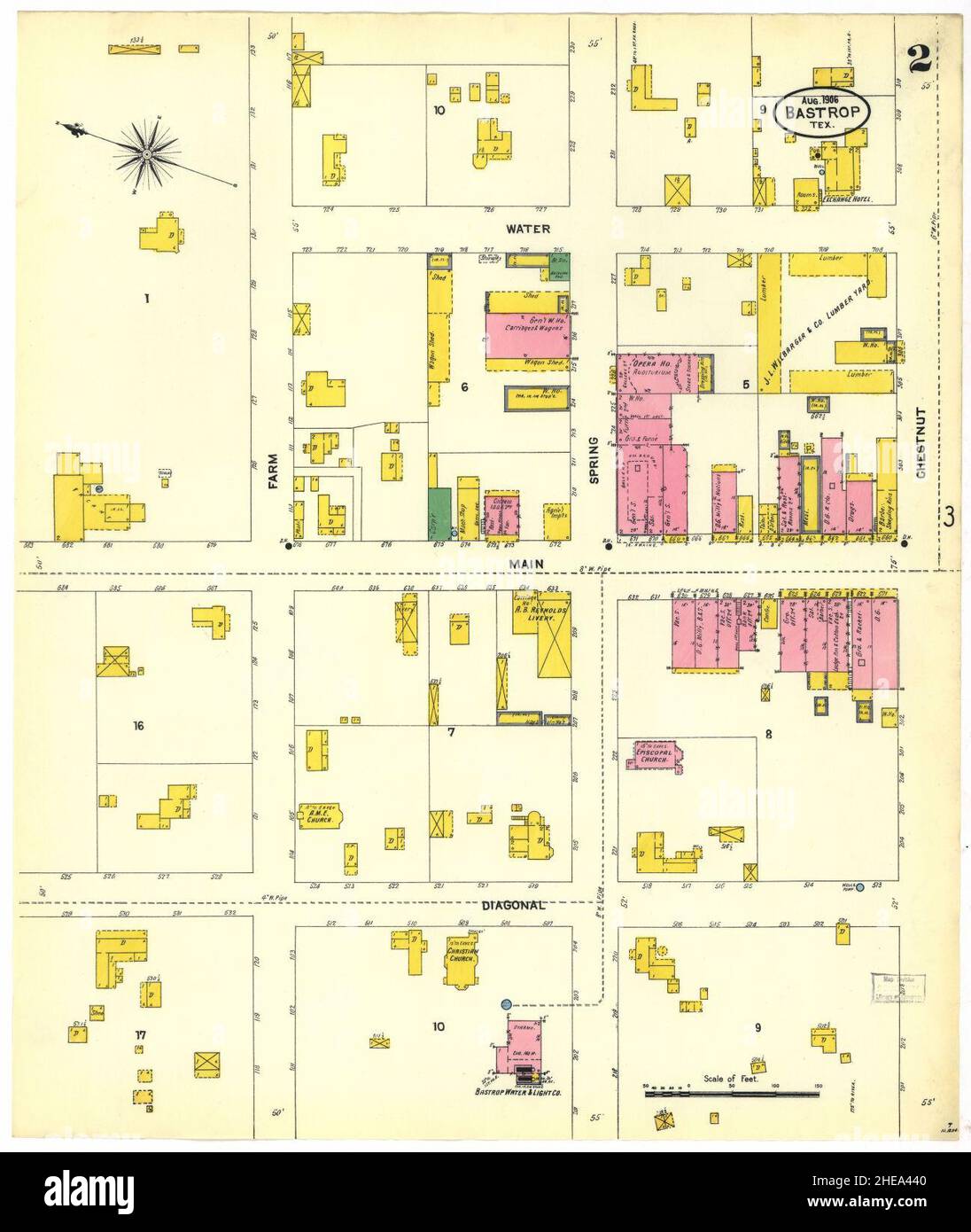 Sanborn Fire Insurance Map from Bastrop, Bastrop County, Texas Stock Photo Alamy