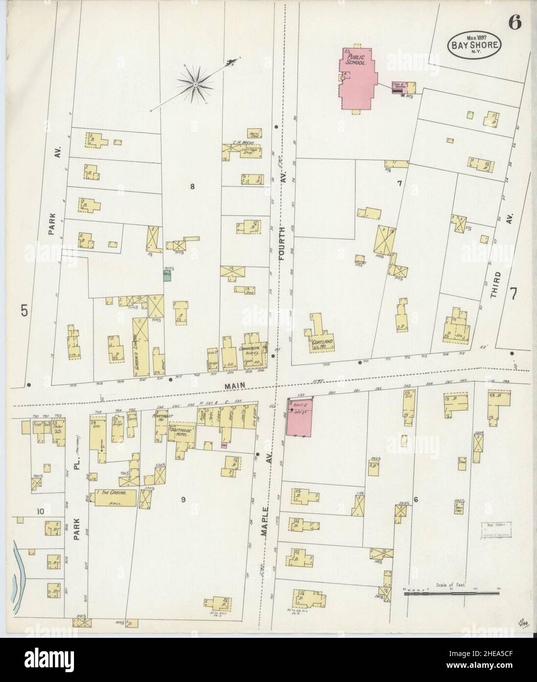 Sanborn Fire Insurance Map From Bay Shore, Suffolk County, New York 