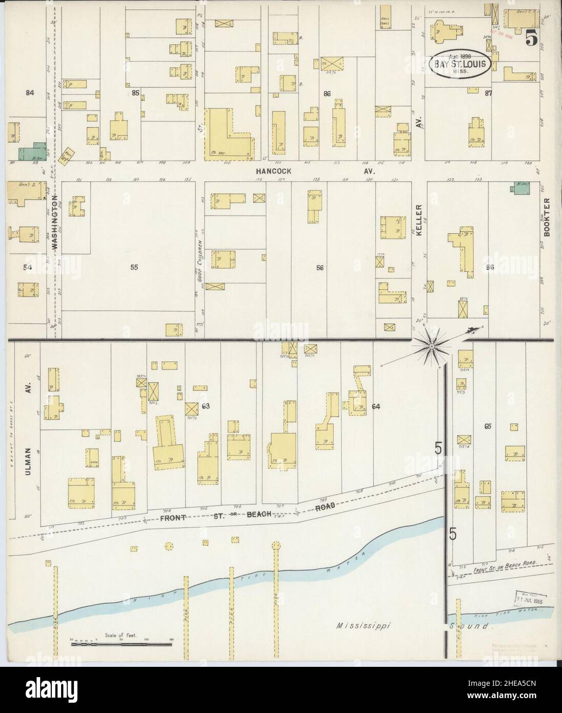 Sanborn Fire Insurance Map from Bay Saint Louis, Hancock County, Mississippi. Stock Photo