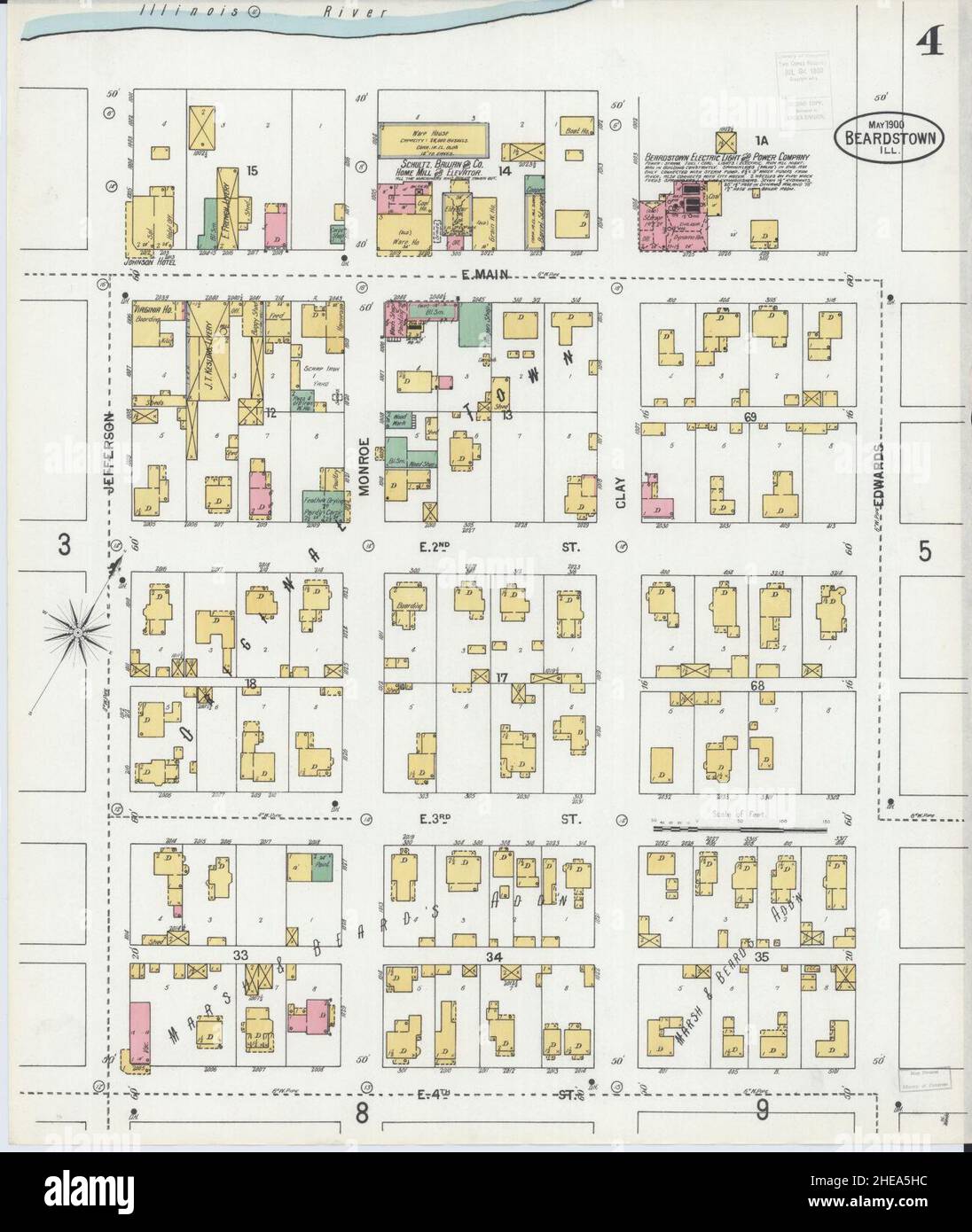 Sanborn Fire Insurance Map from Beardstown, Cass County, Illinois Stock
