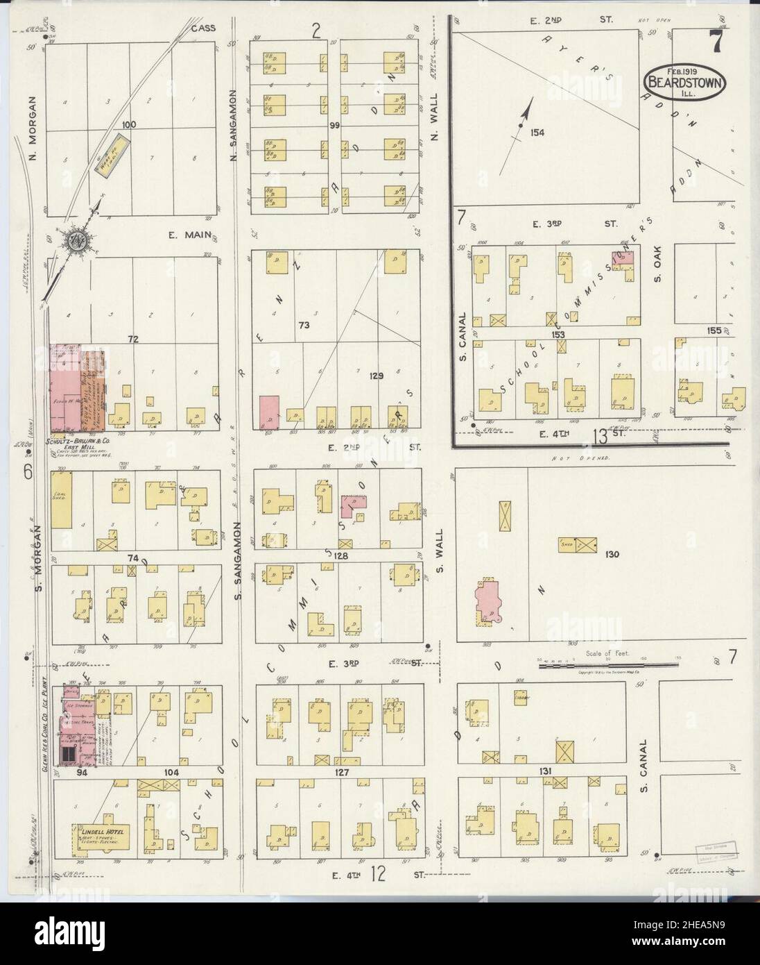 Sanborn Fire Insurance Map from Beardstown, Cass County, Illinois Stock