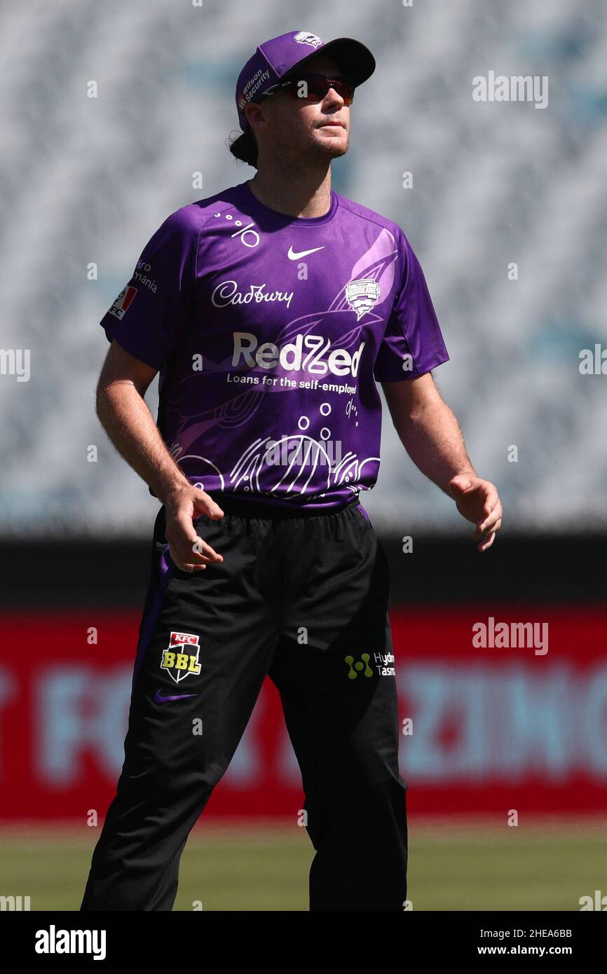 MELBOURNE, AUSTRALIA - JANUARY 10: Peter Handscomb of the Hurricanes during the Big Bash League cricket match between Hobart Hurricanes and Sydney Thunder at The Melbourne Cricket Ground on January 10, 2022 in Melbourne, Australia. Image Credit: brett keating/Alamy Live News Stock Photo