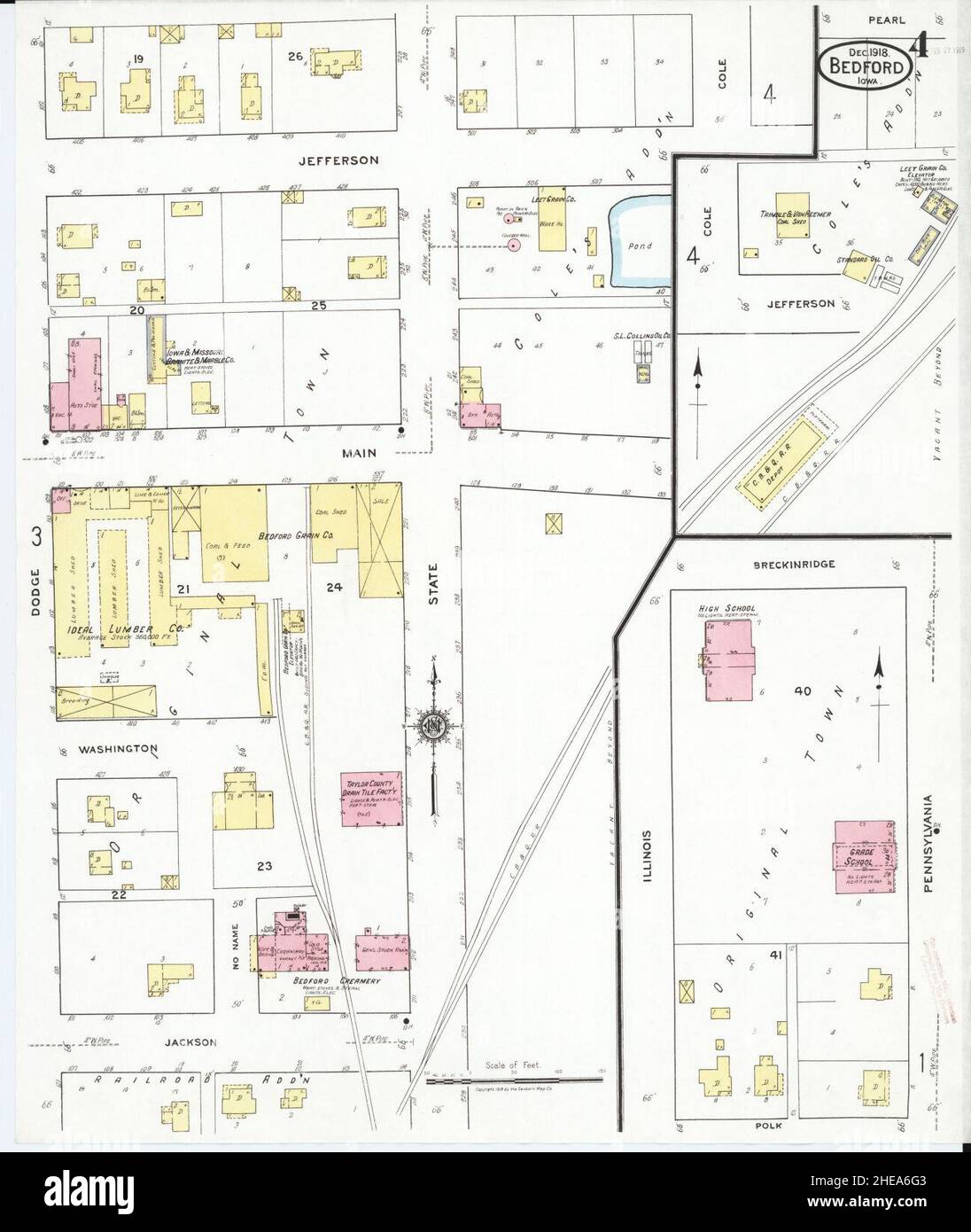 Sanborn Fire Insurance Map from Bedford, Taylor County, Iowa Stock