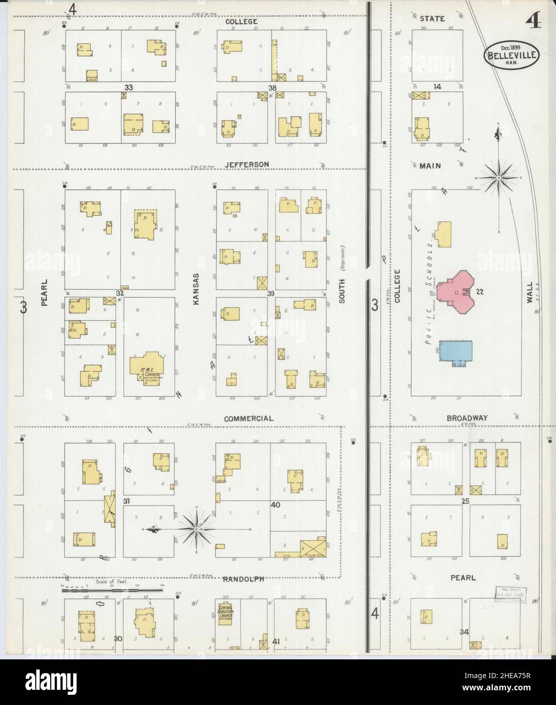 Sanborn Fire Insurance Map from Belleville, Republic County, Kansas. Stock Photo