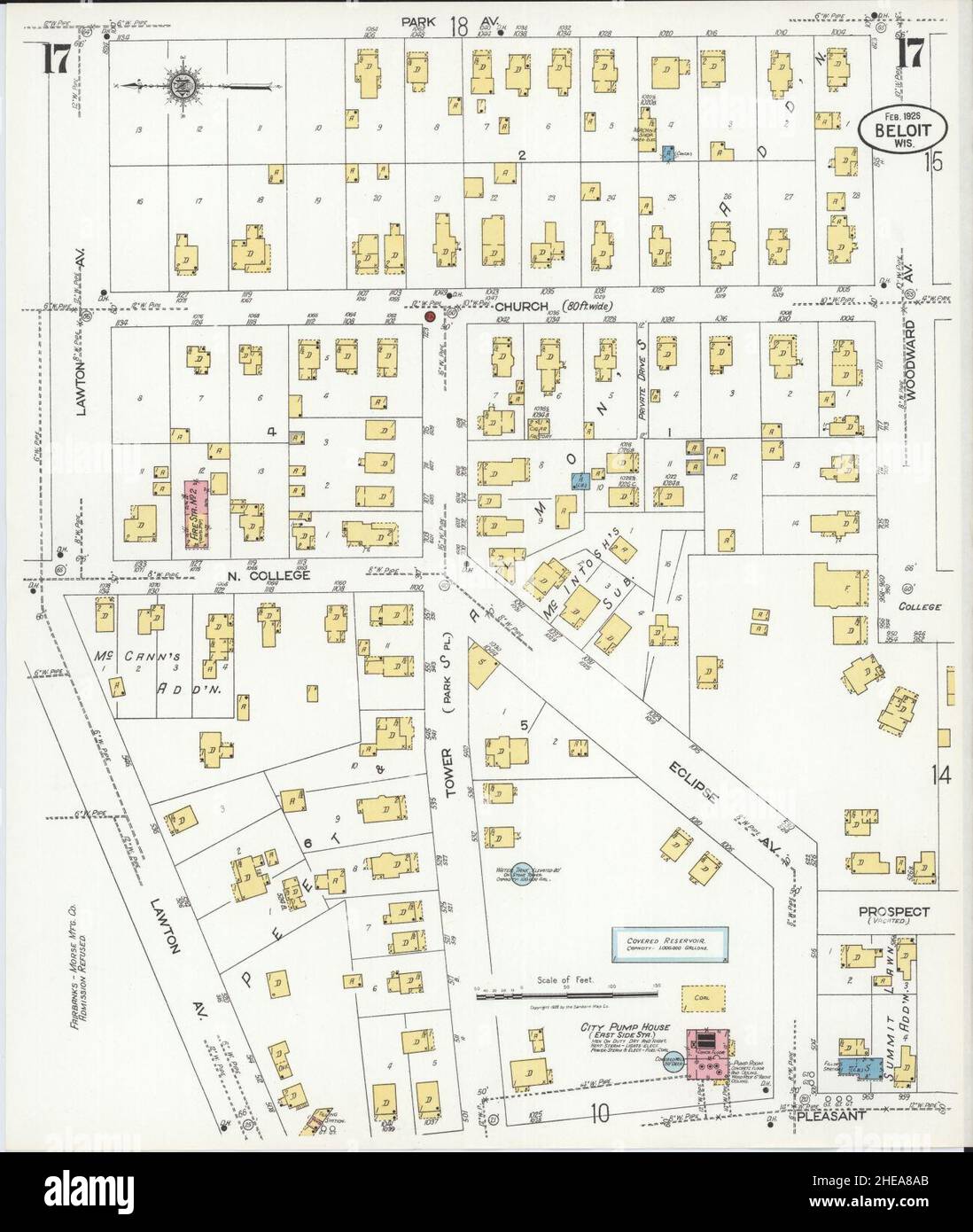 Sanborn Fire Insurance Map from Beloit, Rock County, Wisconsin. Stock Photo