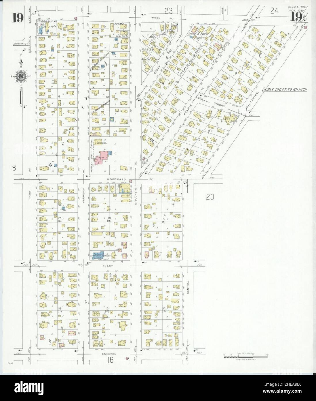 Sanborn Fire Insurance Map from Beloit, Rock County, Wisconsin. Stock Photo