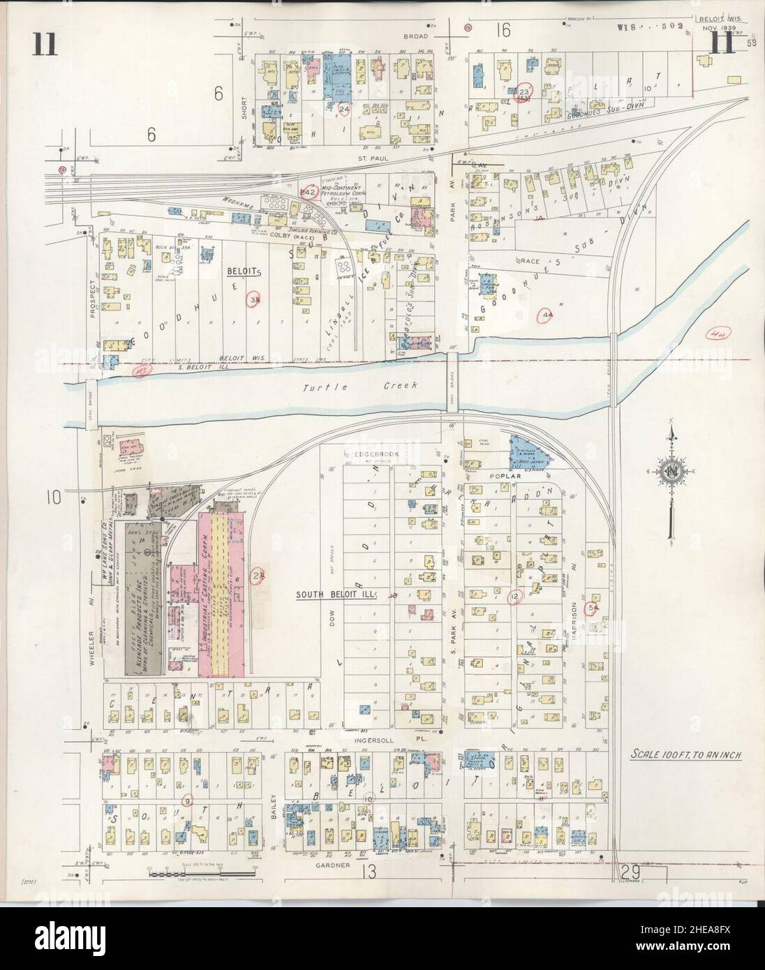 Sanborn Fire Insurance Map from Beloit, Rock County, Wisconsin. Stock Photo