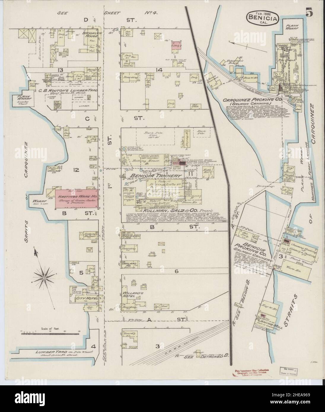 Vintage benicia map hi res stock - Sanborn Fire Insurance Map From Benicia Solano County California 2HEA969