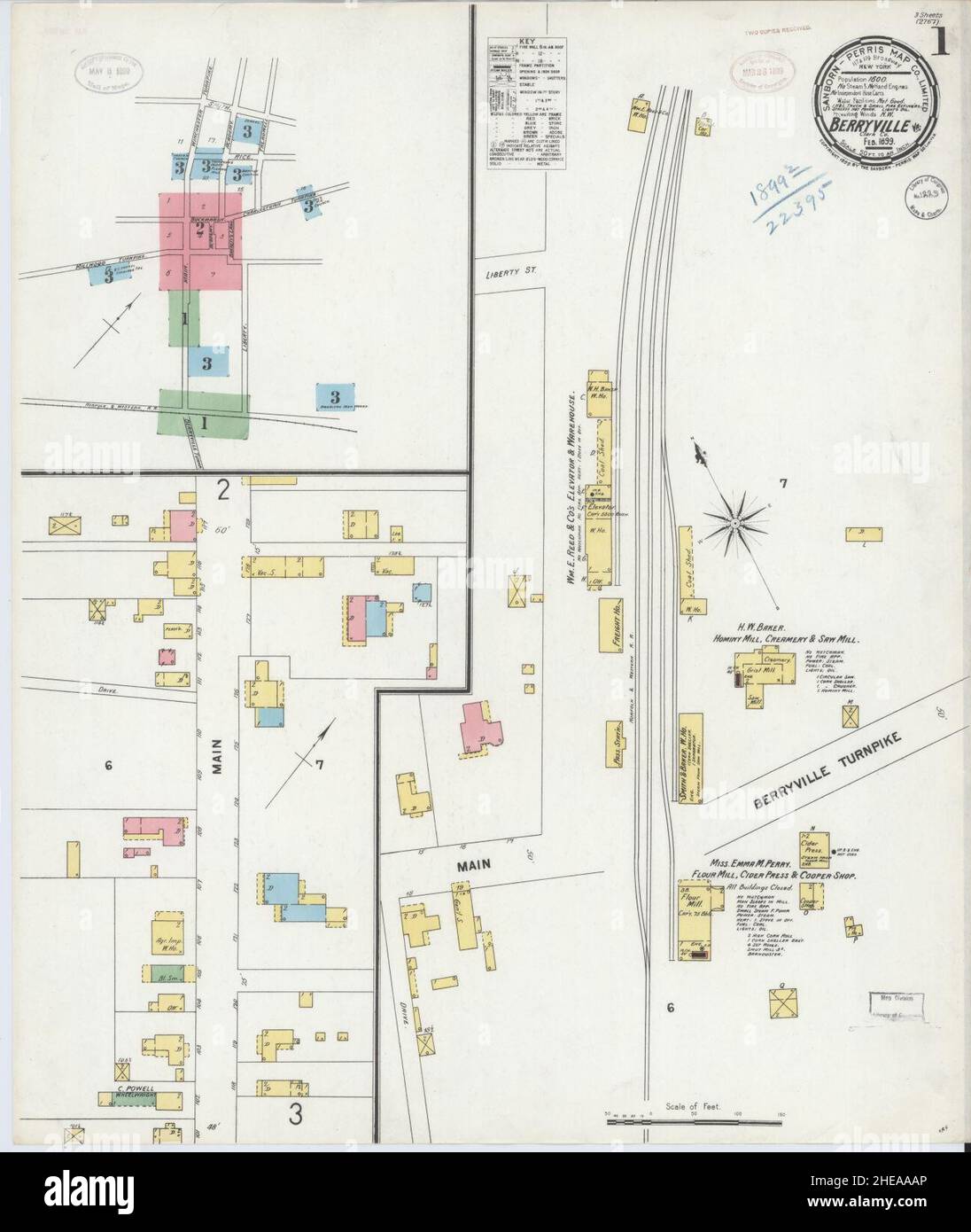 Sanborn Fire Insurance Map from Berryville, Clark County, Virginia. Stock Photo