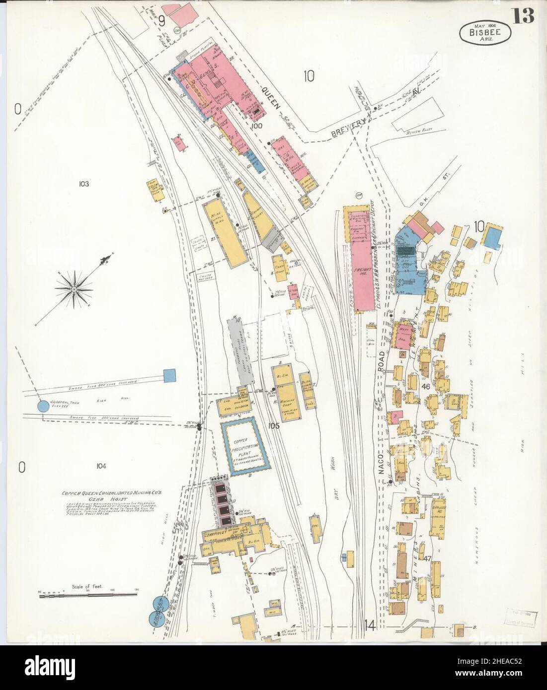 Sanborn Fire Insurance Map from Bisbee, Cochise County, Arizona. Stock Photo