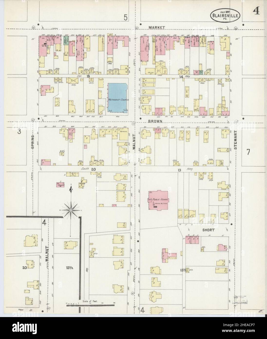 Sanborn Fire Insurance Map from Blairsville, Indiana County, Pennsylvania. Stock Photo