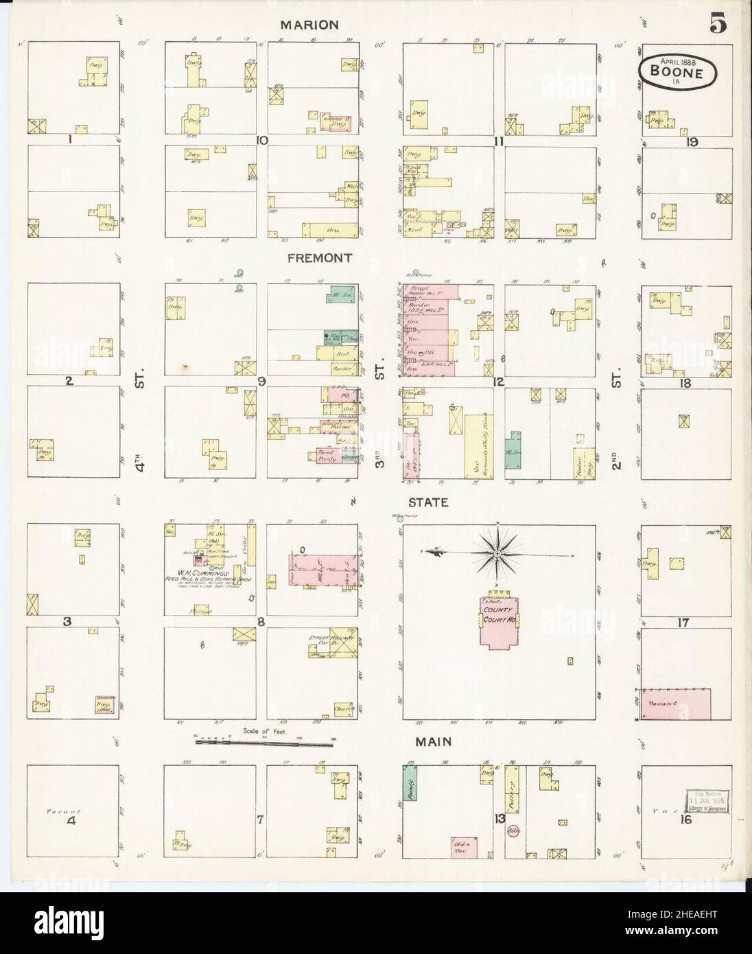 Sanborn Fire Insurance Map from Boone, Boone County, Iowa Stock Photo ...