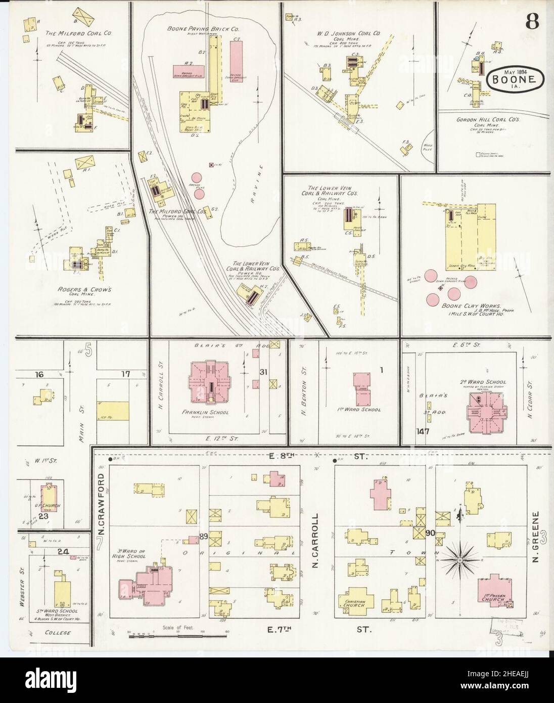 Sanborn Fire Insurance Map from Boone, Boone County, Iowa Stock Photo ...