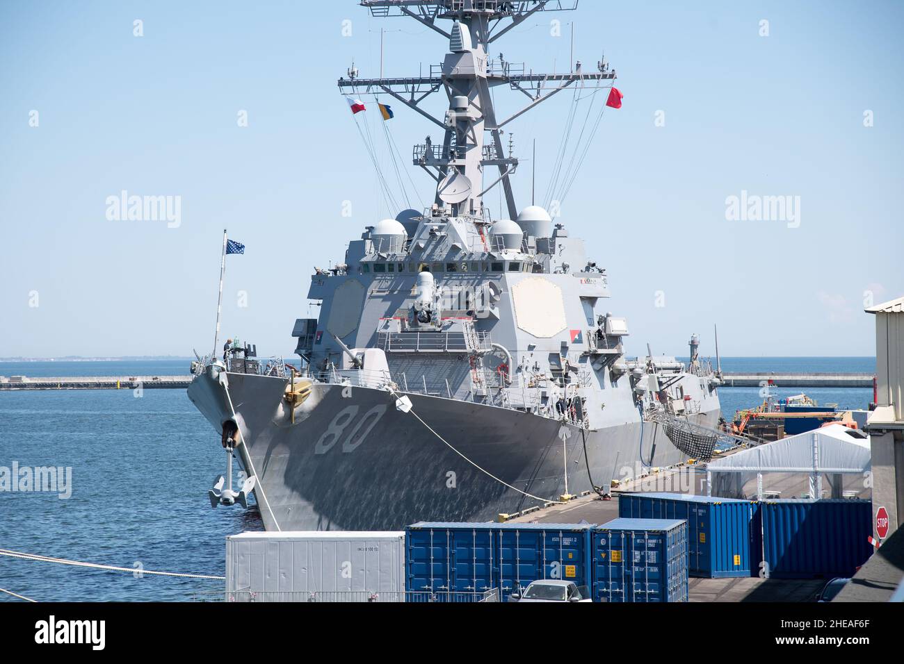 US Navy Arleigh Burke-class destroyer USS Roosevelt DDG 80 in port of Gdynia, Poland. June 5th 2021 © Wojciech Strozyk / Alamy Stock Photo Stock Photo