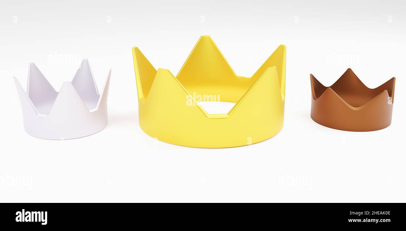 Crowns Gold, Silver, and Bronze. Given as medals or trophies to the