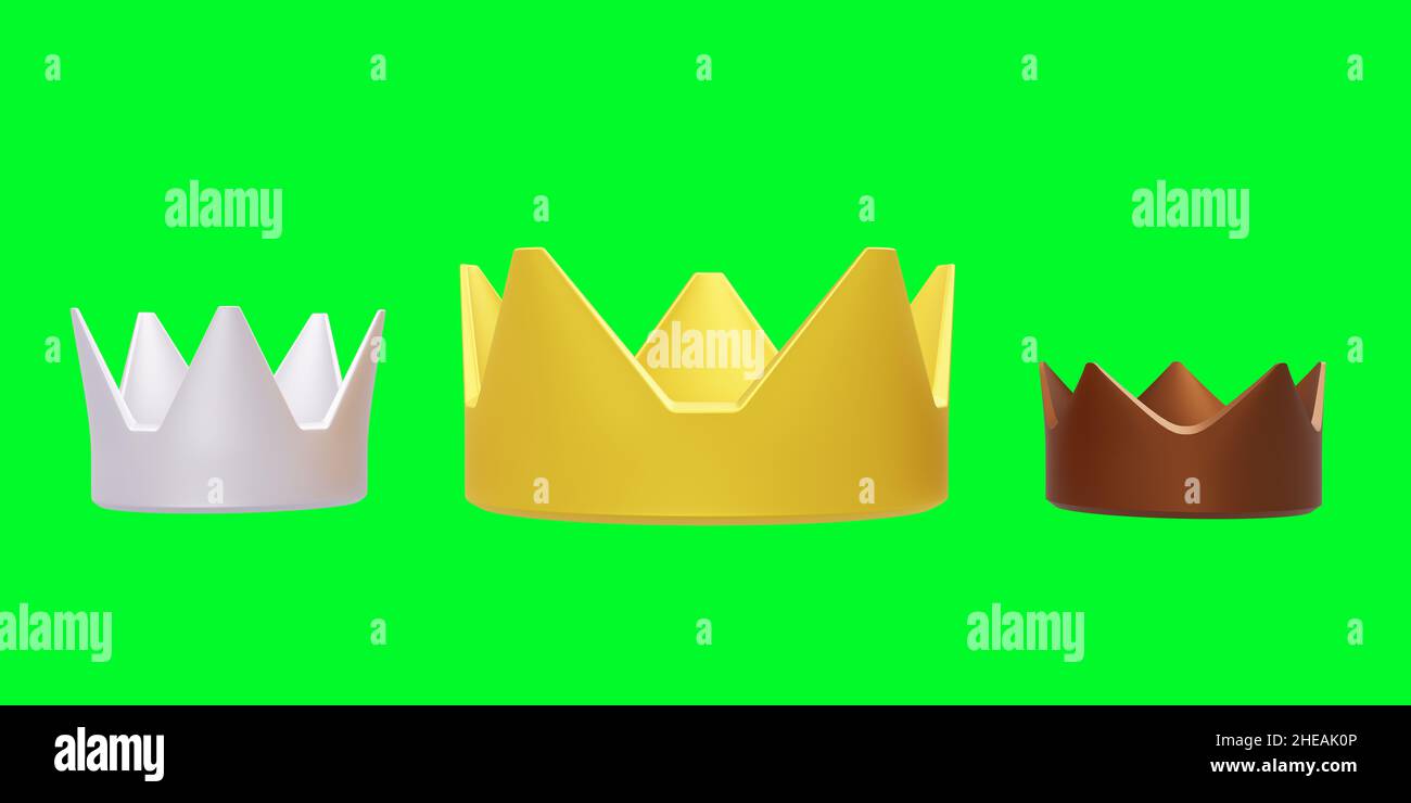 Crowns Gold, Silver, and Bronze. Given as medals or trophies to the