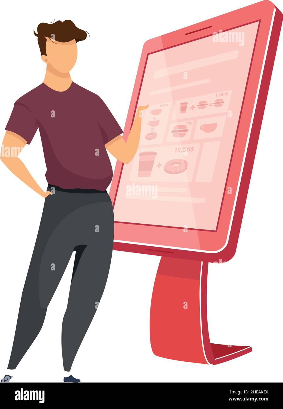 Man at terminal semi flat color vector character Stock Vector