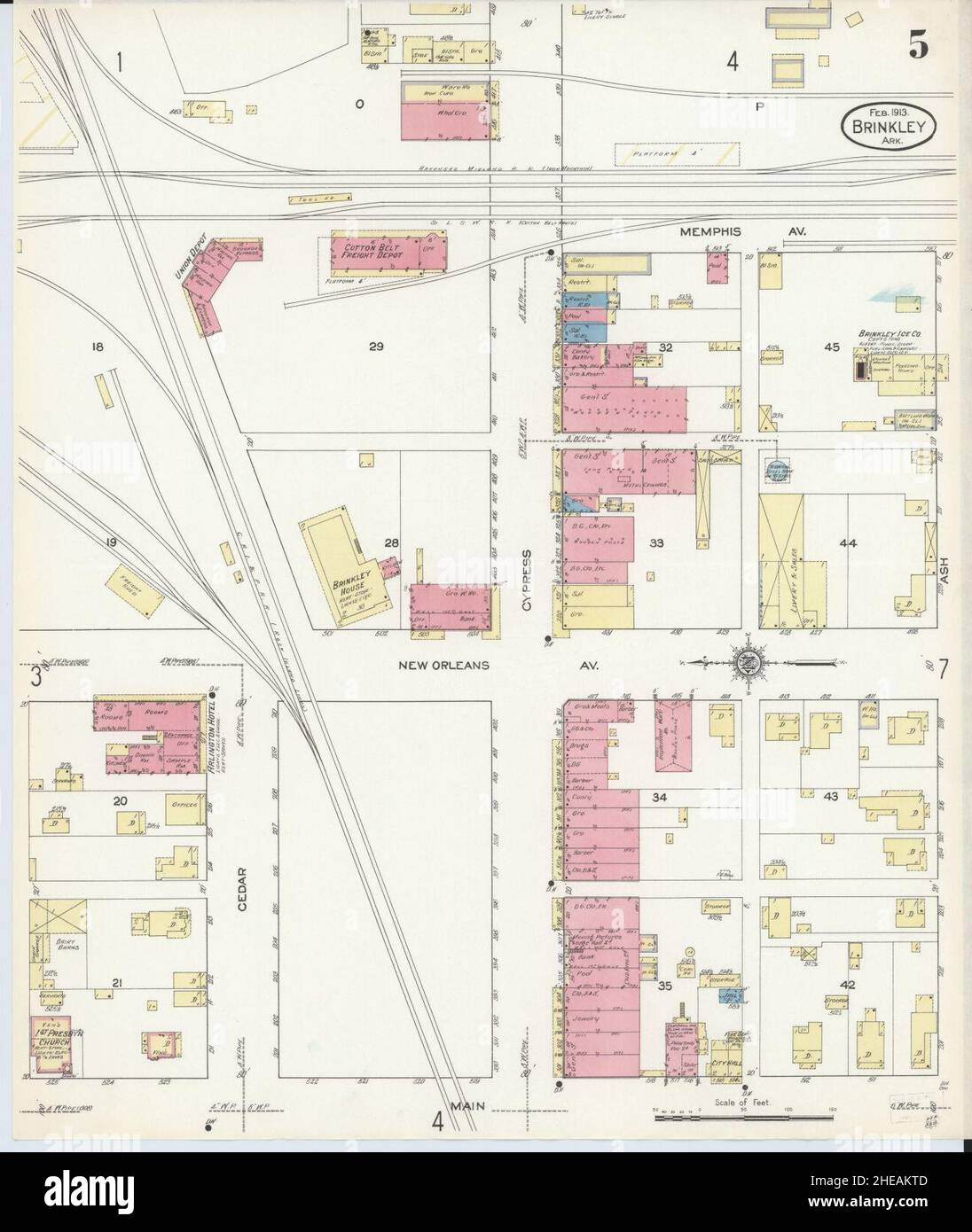 Sanborn Fire Insurance Map from Brinkley, Monroe County, Arkansas Stock