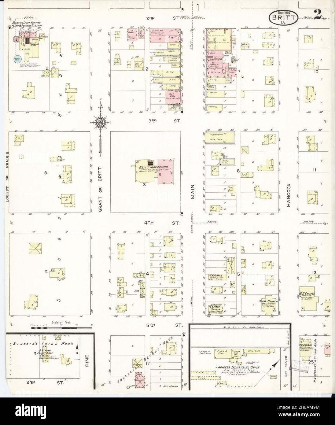 Sanborn Fire Insurance Map from Britt, Hancock County, Iowa Stock Photo