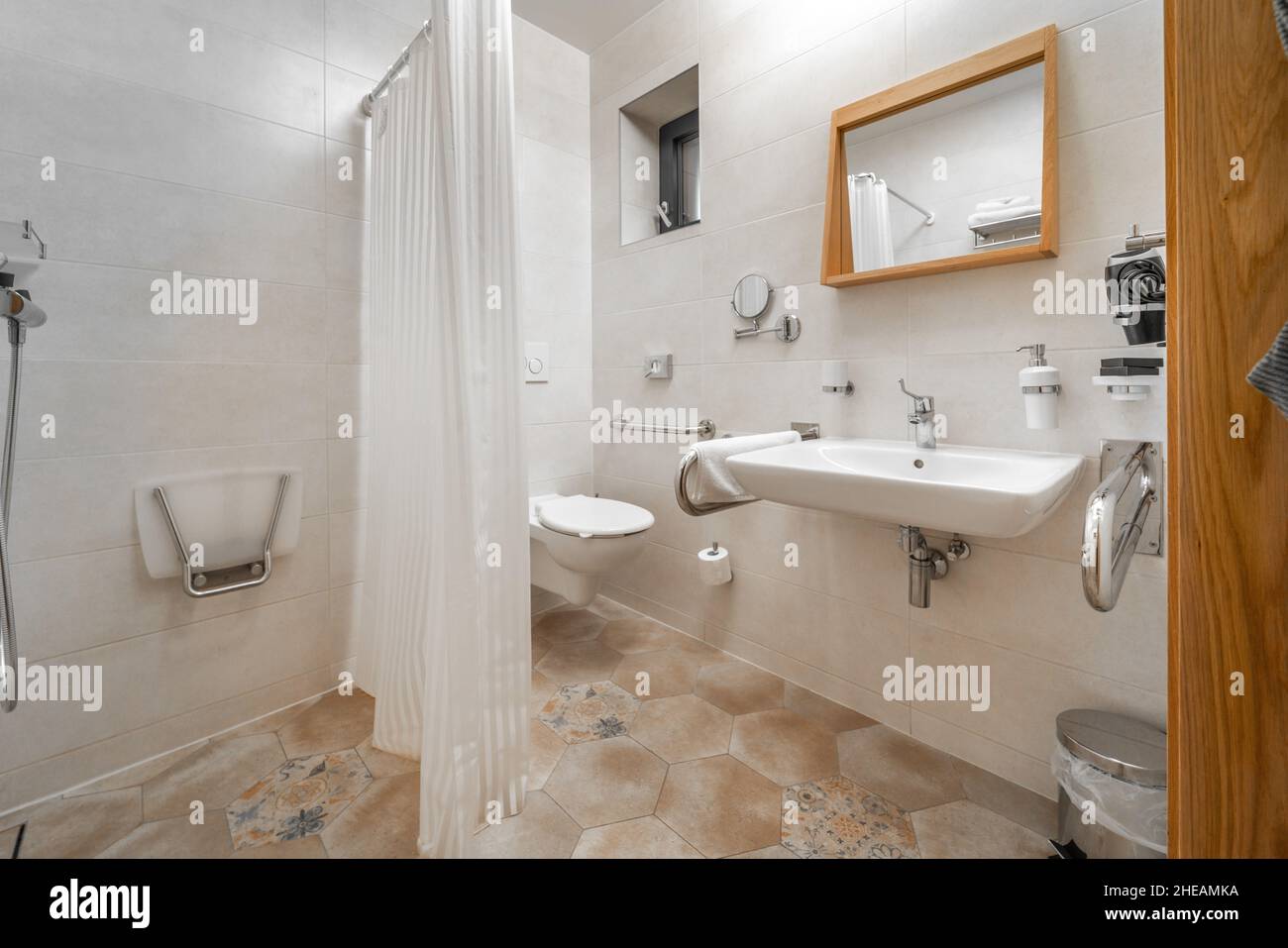 Interior of bathroom for the disabled or elderly people Stock Photo