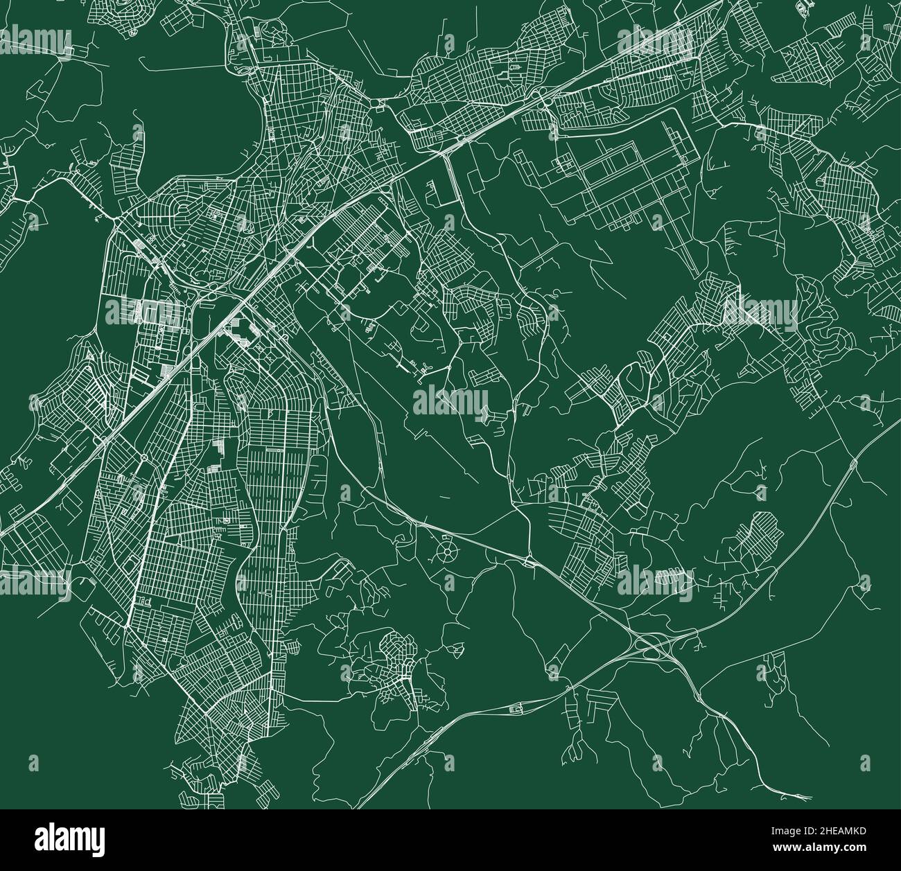 Sao Jose dos Campos city Brazil municipality vector map. Green street map, municipality area, white lines. Urban skyline panorama for tourism. Stock Vector