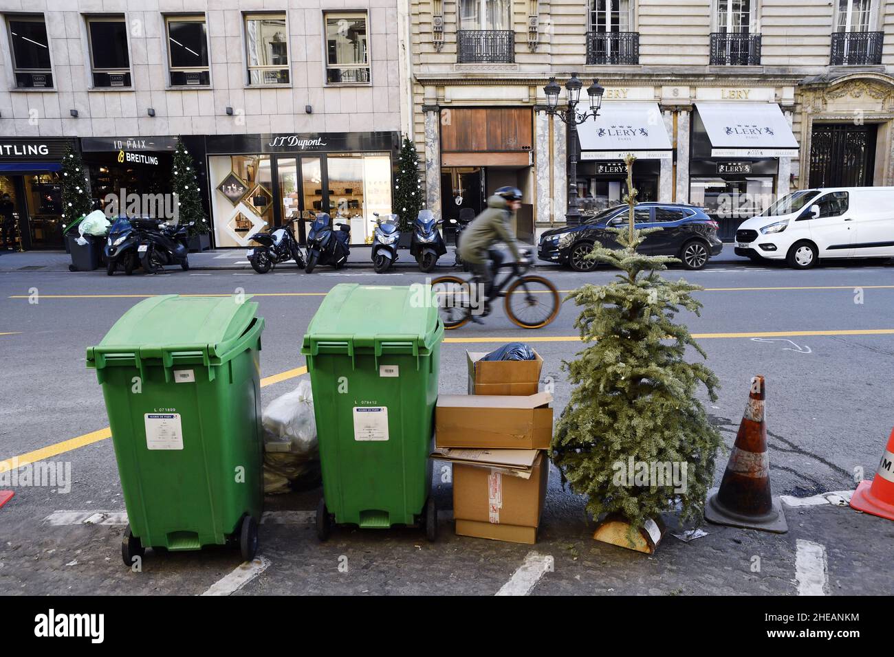 Garbage Can on the street Paris France Stock Photo Alamy