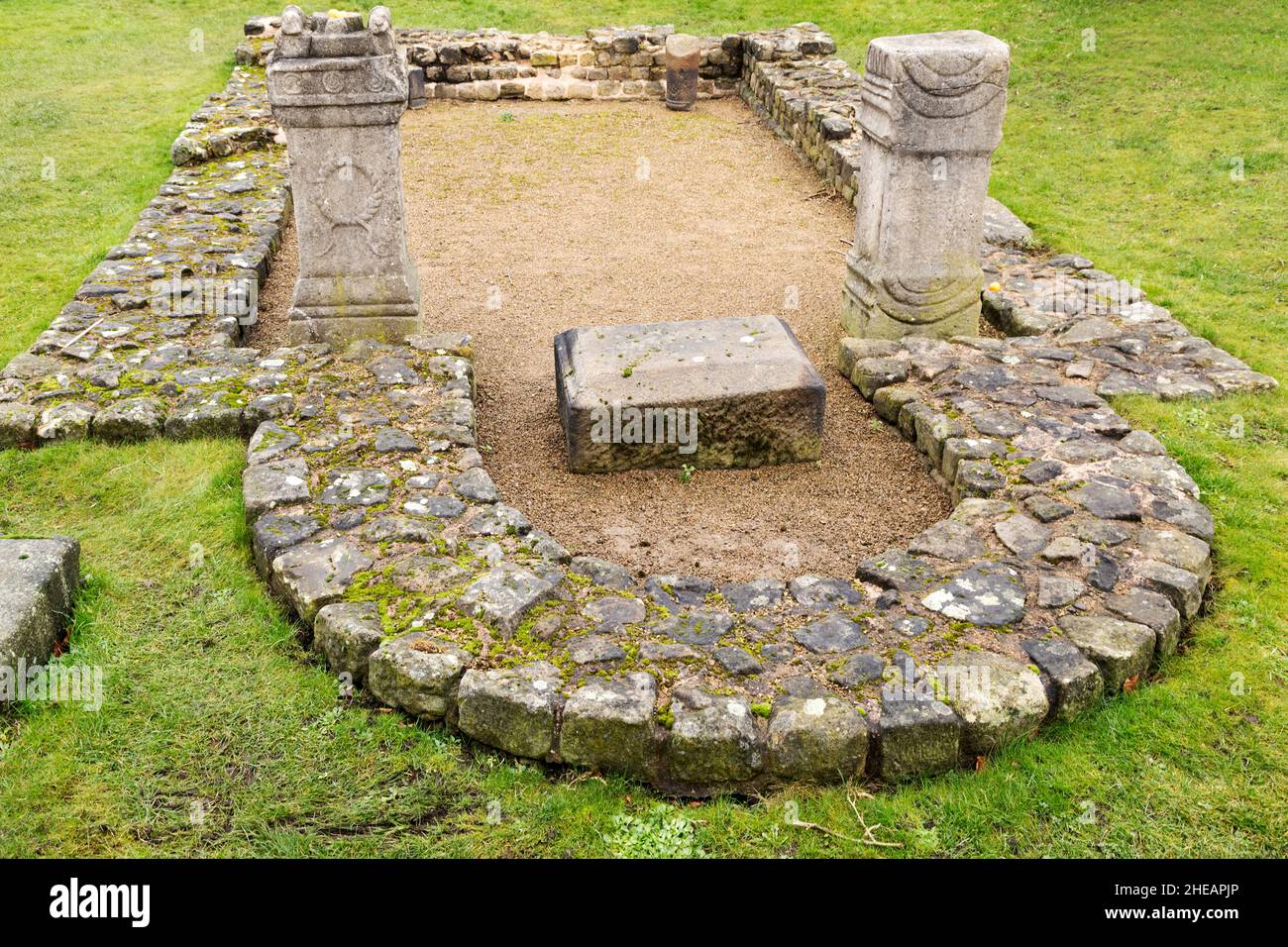 Benwell Roman Temple in the Benwell district of Newcastle upon Tyne, England. Stock Photo