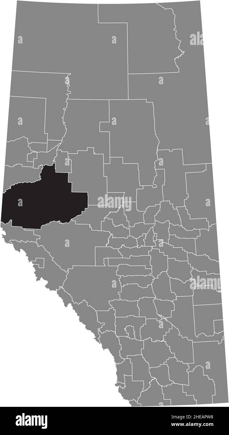Black flat blank highlighted location map of the GREENVIEW NO. 16 municipal district inside gray administrative map of the Canadian province of Albert Stock Vector
