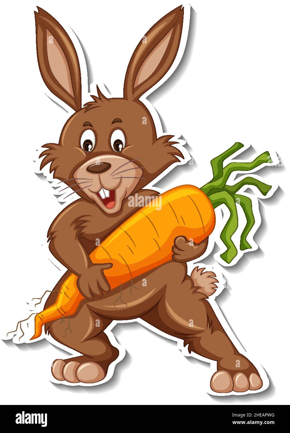 Cute rabbit holding a carrot cartoon sticker illustration Stock Vector ...