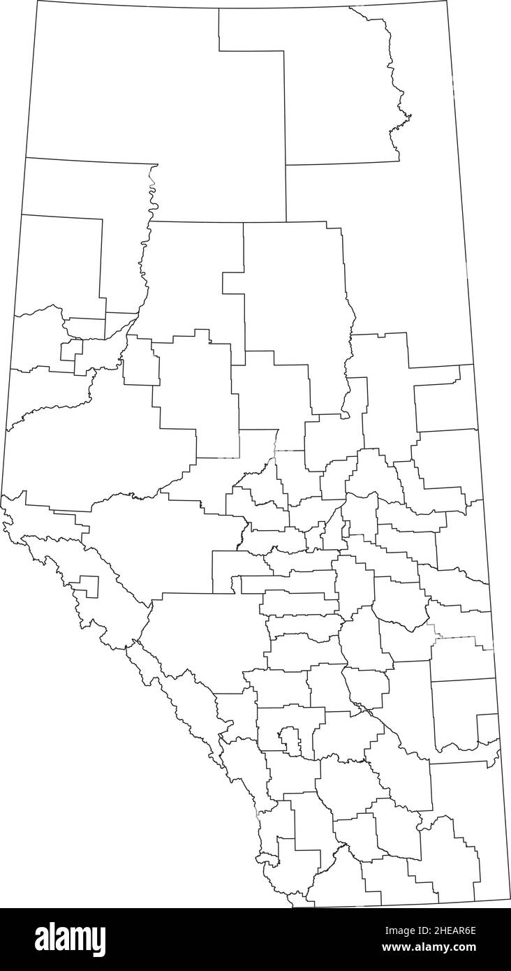 White administrative map of ALBERTA, CANADA Stock Vector