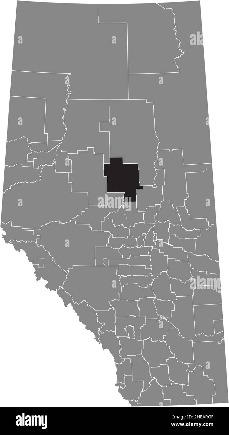 Black flat blank highlighted location map of the LESSER SLAVE RIVER NO. 124 municipal district inside gray administrative map of the Canadian province Stock Vector