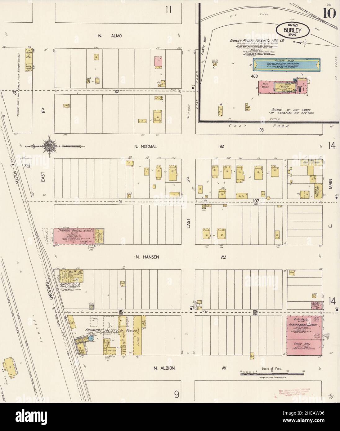 Sanborn Fire Insurance Map from Burley, Cassia County, Idaho Stock