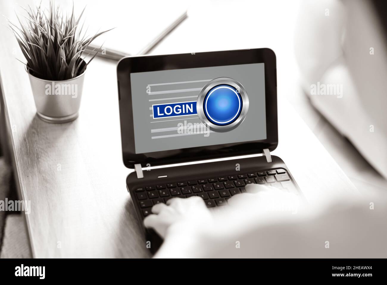 Laptop screen displaying a login concept Stock Photo - Alamy