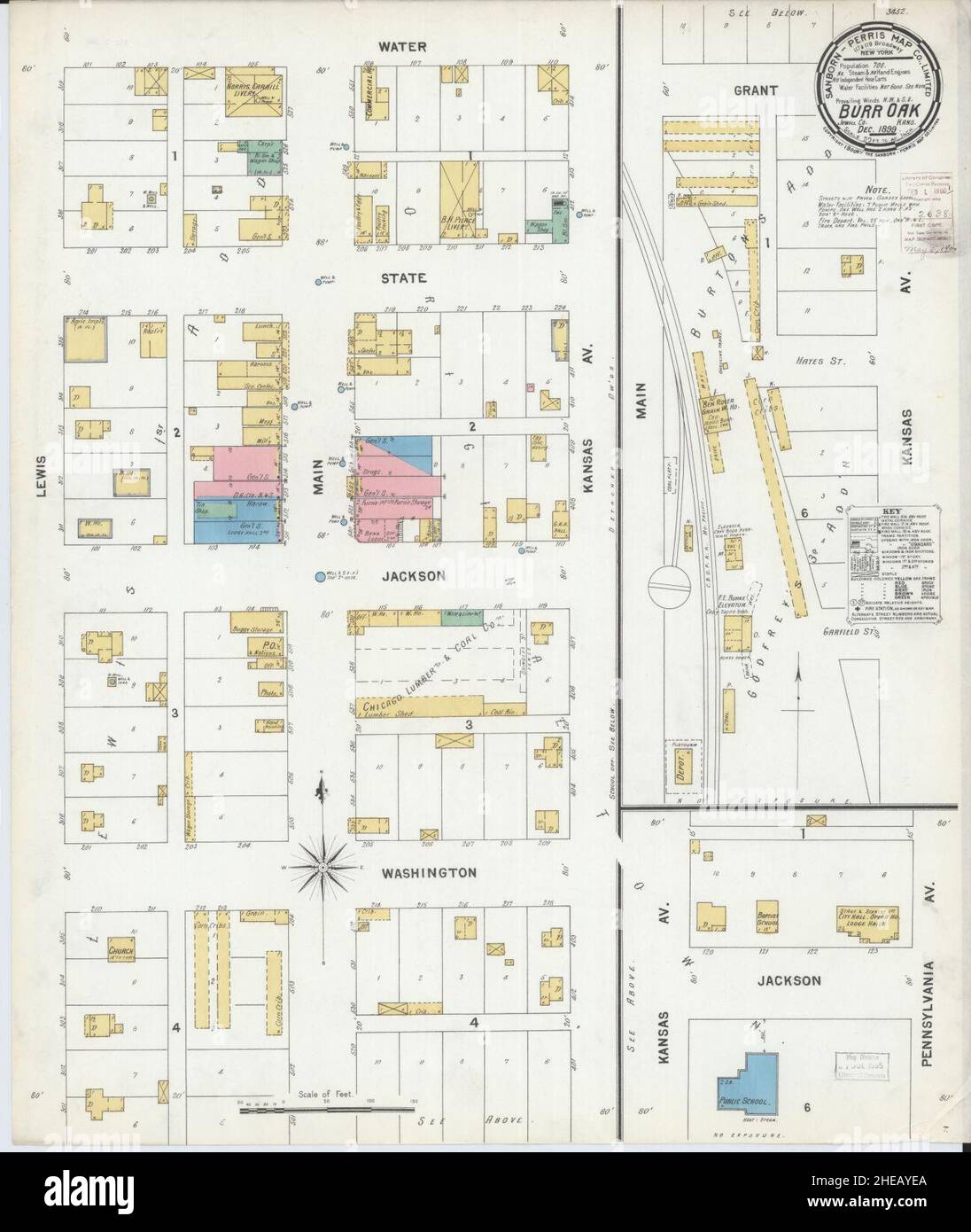 Sanborn Fire Insurance Map from Burr Oak, Jewell County, Kansas Stock