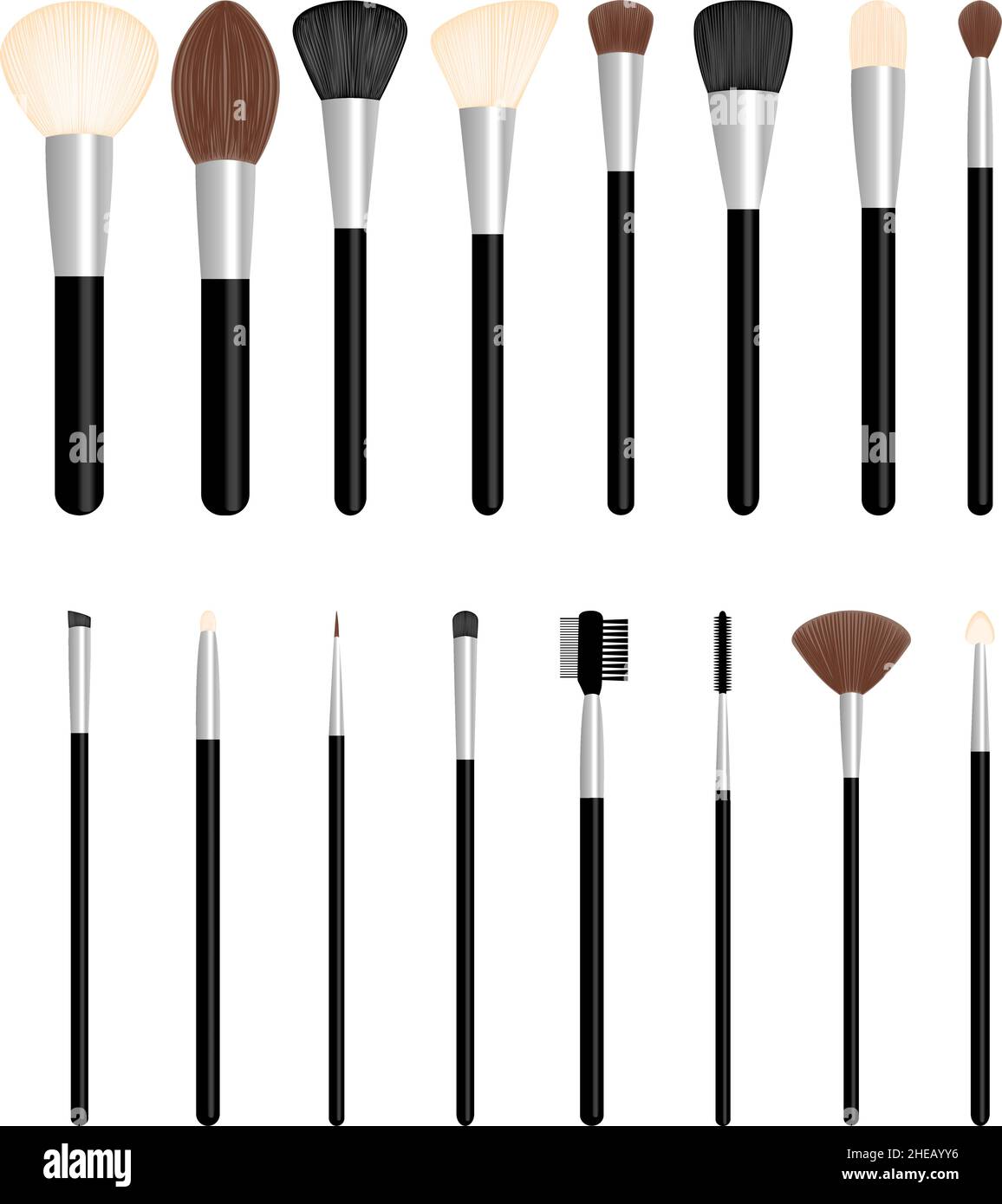 Set of brushes for make up, vector illustration Stock Vector