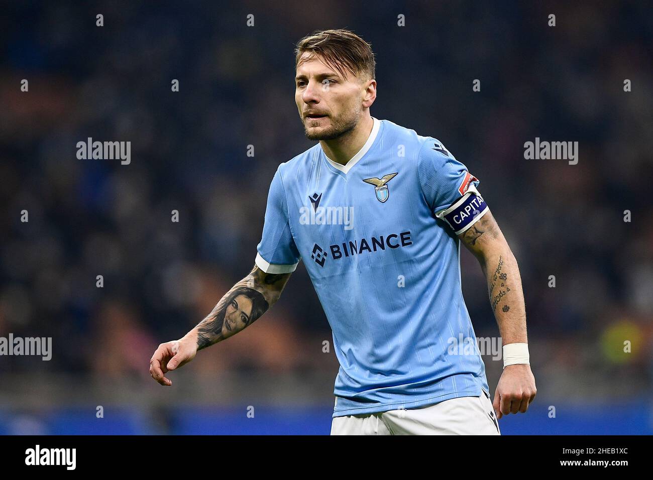 Milan Italy. 09 January 2022. Ciro Immobile of SS Lazio looks on during the Serie A football match between FC Internazionale and SS Lazio. Credit Nicolo Campo Alamy Live News Stock Photo Alamy