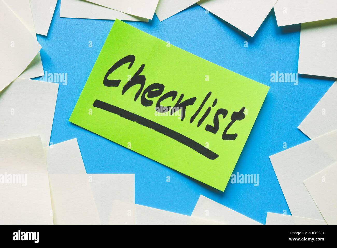 Written word Checklist on the sticker and empty stickers. Stock Photo