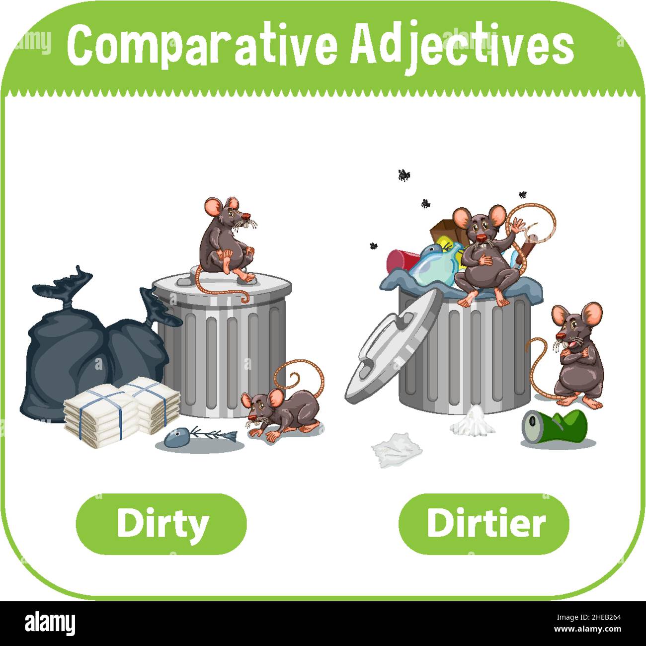 Comparative Adjectives for word dirty illustration Stock Vector Image