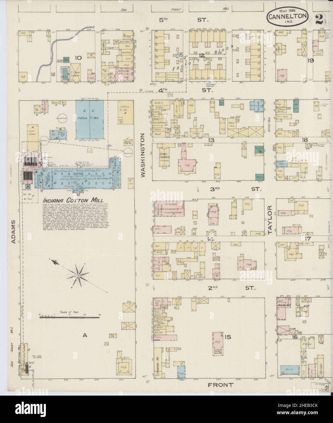 Sanborn Fire Insurance Map from Cannelton, Perry County, Indiana Stock