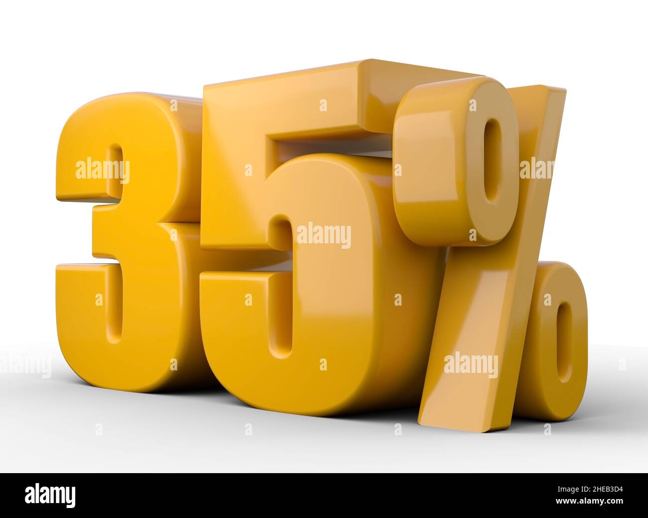 35% 3d illustration. Orange thirty five percent special offer on white ...