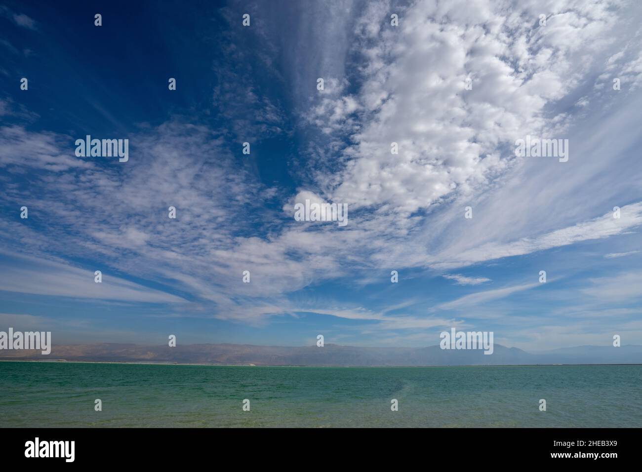 Beautiful clods display at the shores of the Dead Sea, Israel Stock Photo