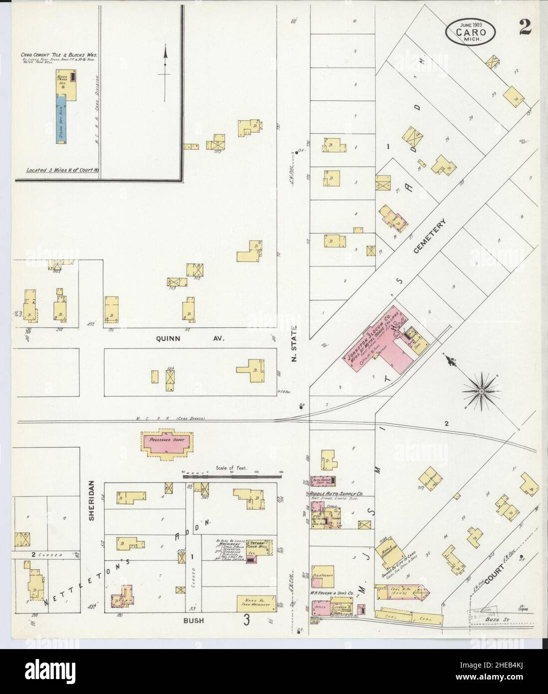 Sanborn Fire Insurance Map from Caro, Tuscola County, Michigan Stock ...