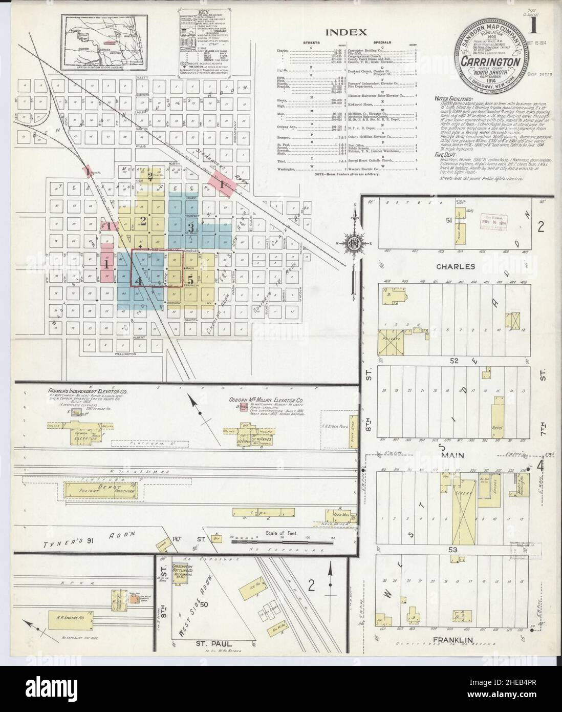 Sanborn Fire Insurance Map from Carrington, Foster County, North Dakota Stock Photo Alamy