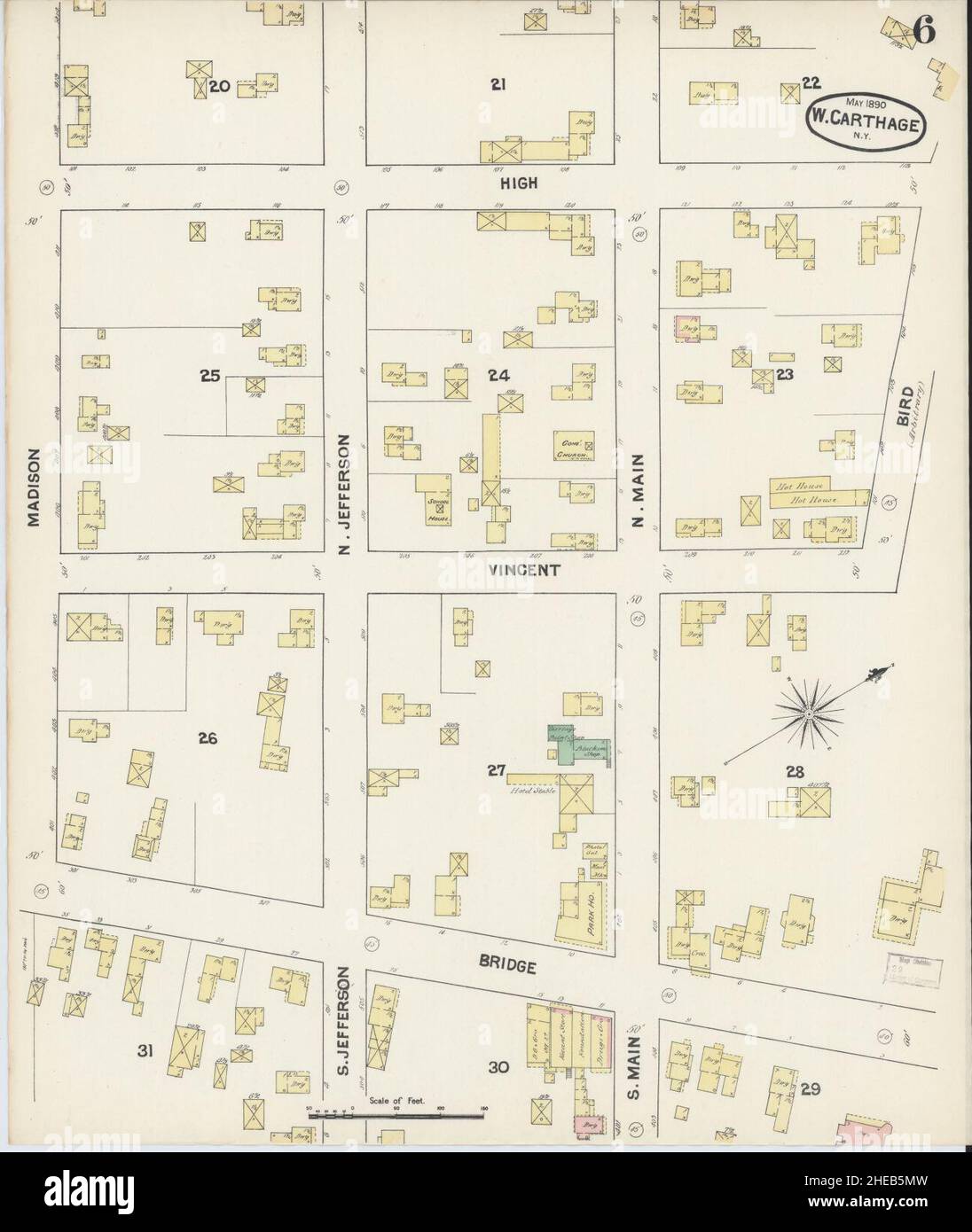 Sanborn Fire Insurance Map from Carthage, Jefferson County, New York. Stock Photo