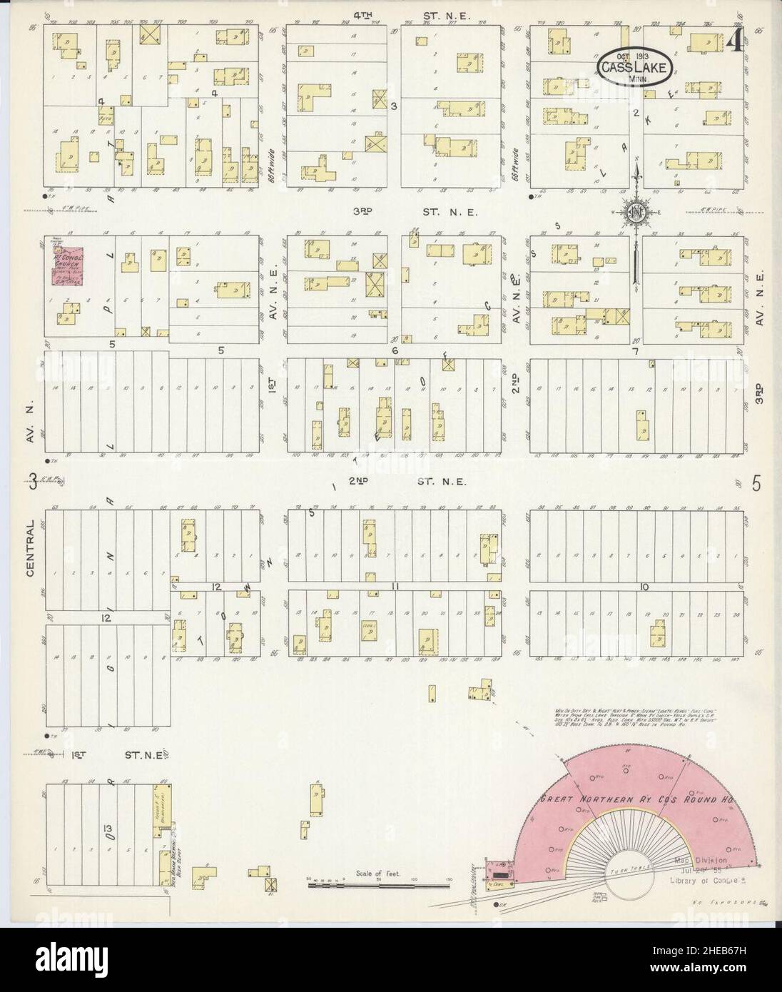 Sanborn Fire Insurance Map from Cass Lake, Cass County, Minnesota Stock