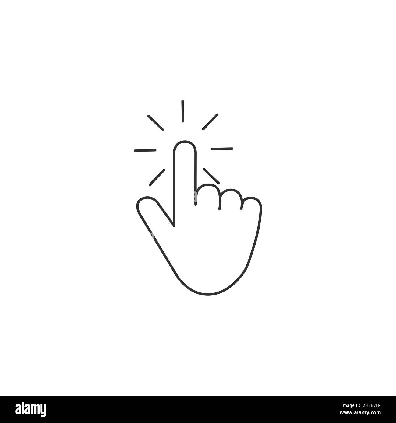 Clicking finger icon, hand pointer vector. Press web icon in linear style. Editable stroke. Stock vector illustration isolated Stock Vector