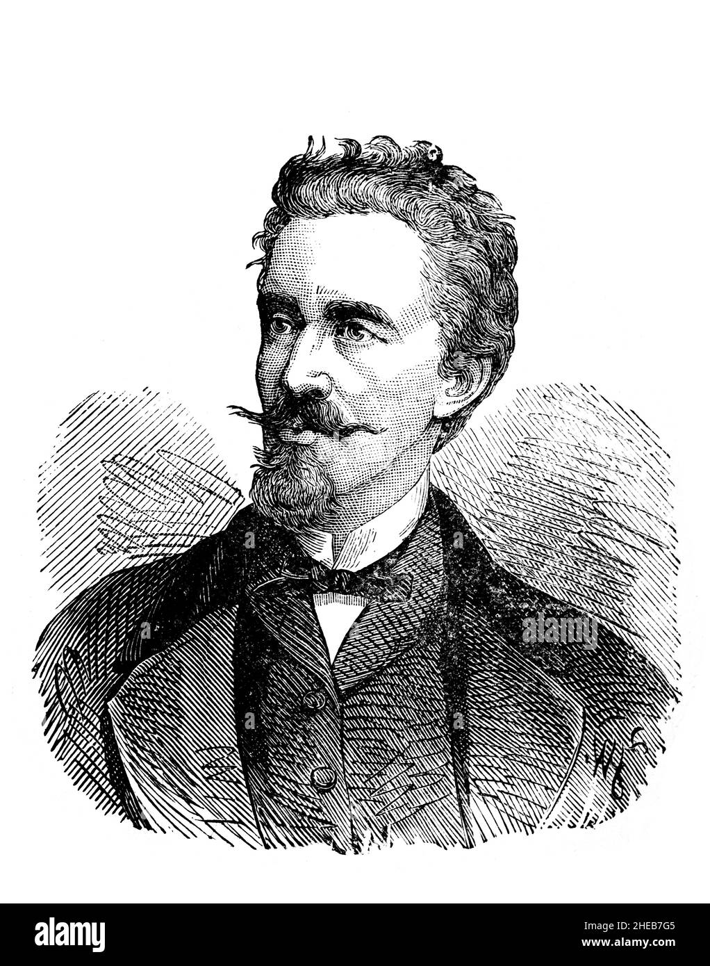 German geographer, explorer, author and adventurer Friedrich Gerhard Rohlfs engraved illustration from African Discovery and Adventure, by C E Bourne, Stock Photo